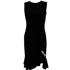 Calvin Klein Black Asymmetrical Sheath Dress Cocktail